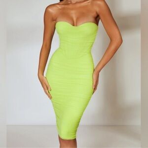Oh Polly Vibrant Lime Strapless Dress